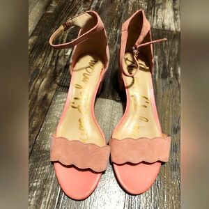 Sam Edelman pink scalloped block heels Size 9.5 EUC